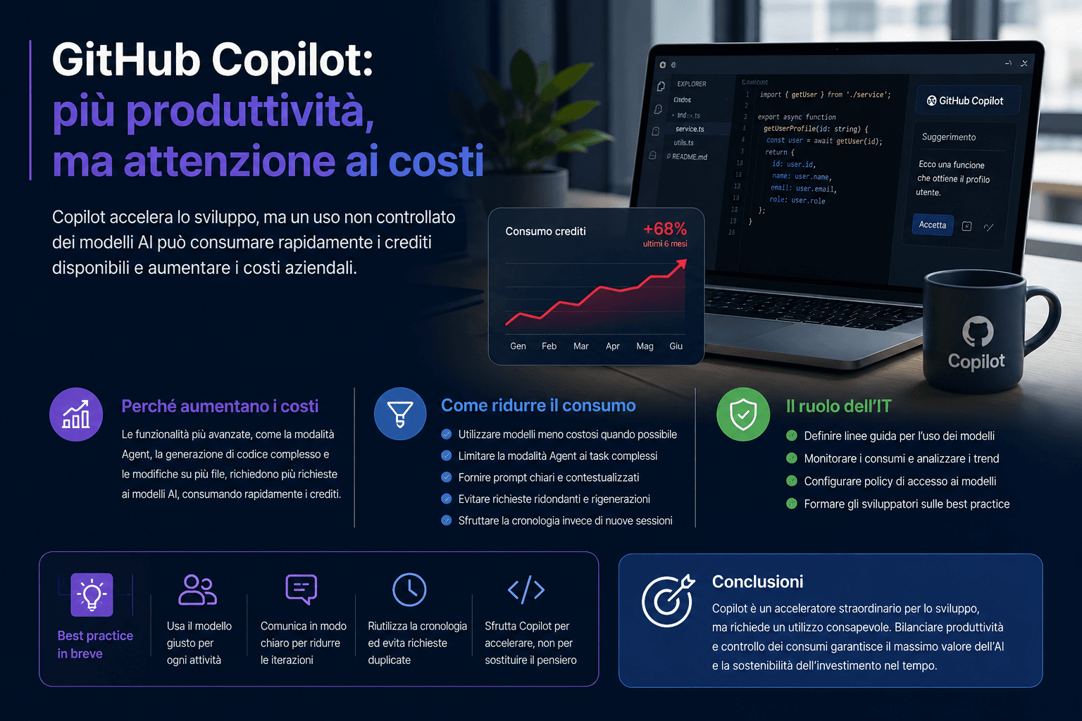 GitHub Copilot: più produttività, ma attenzione al consumo dei crediti